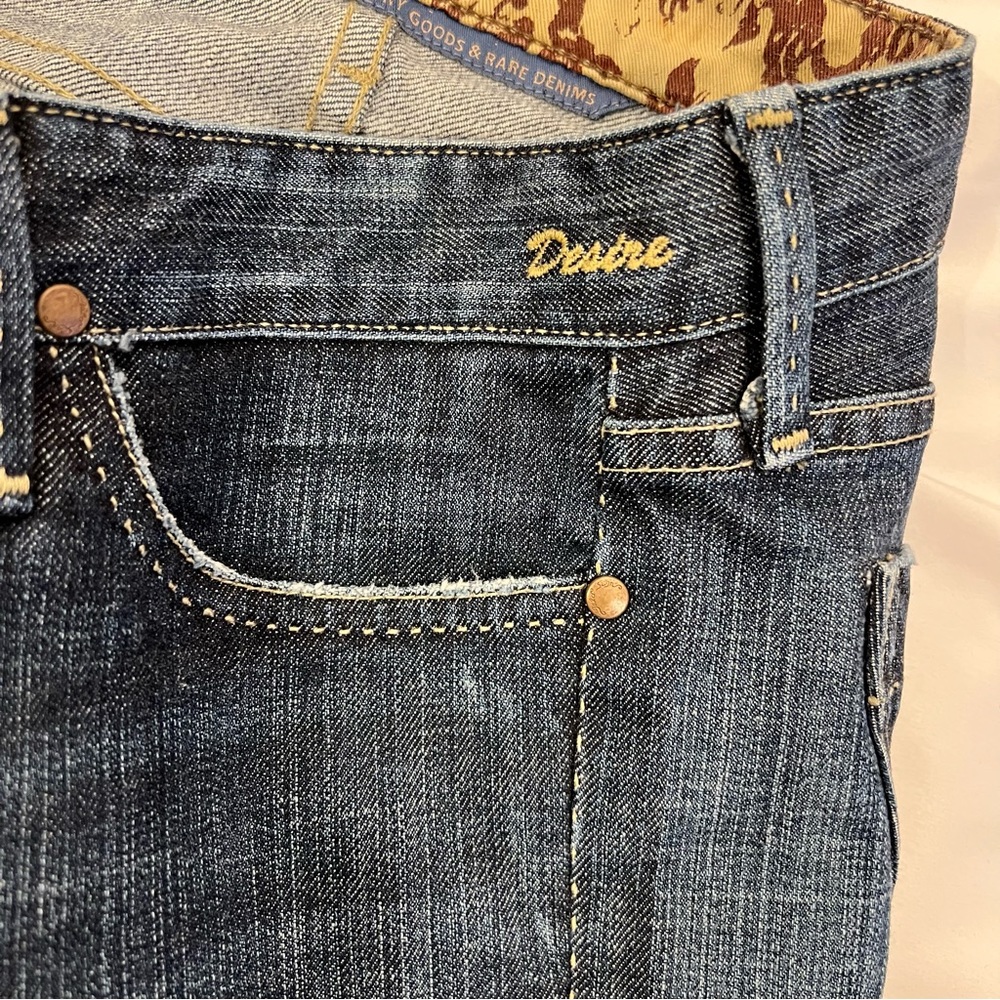 GoldSign Desire Lowrise Distressed Flare Bootcut Denim Jeans USA Made SZ 27 EUC - Picture 8 of 16